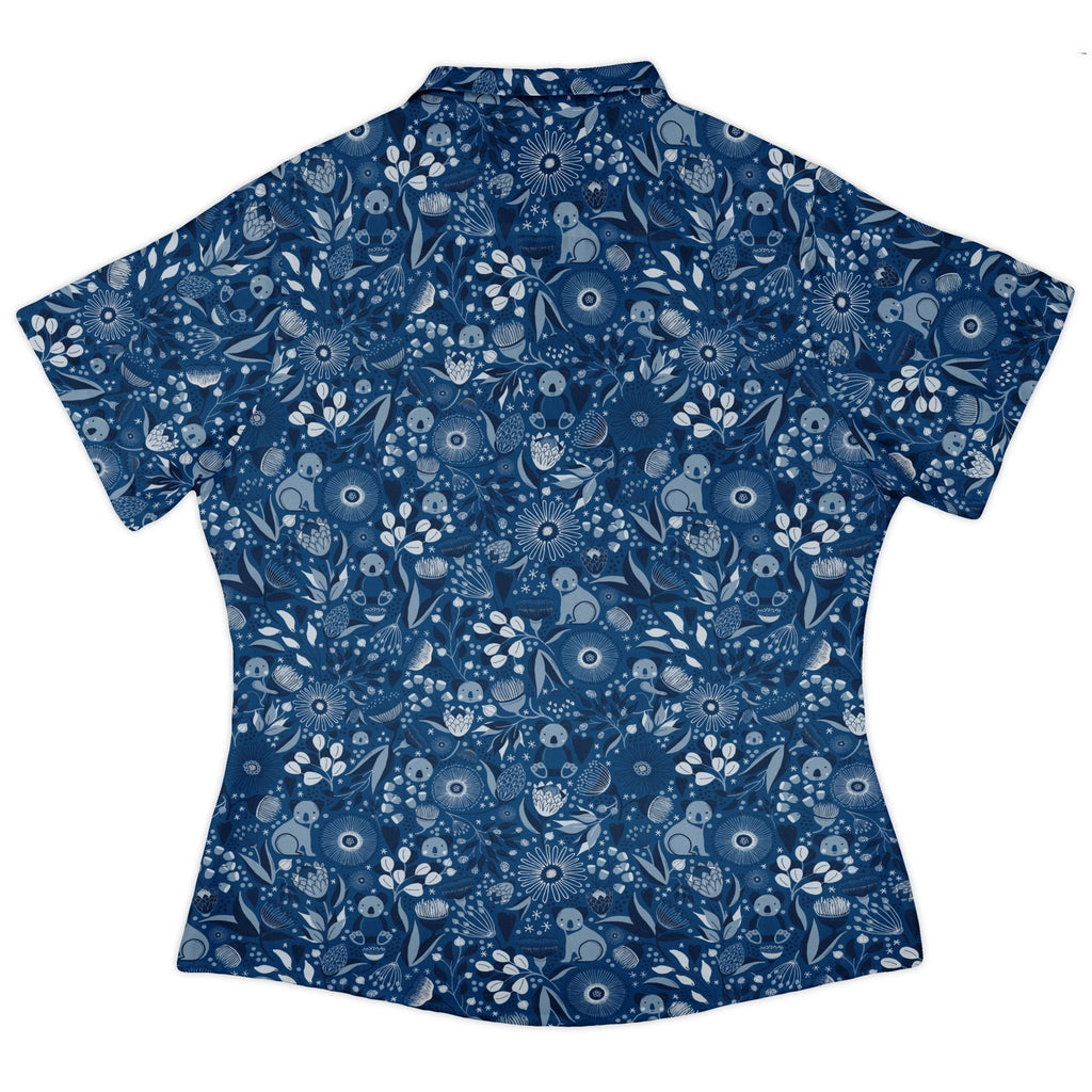 Koala Floral Curvy Button Up Shirt Geek Nerd animal patterns botany print Design by Zirkus Design