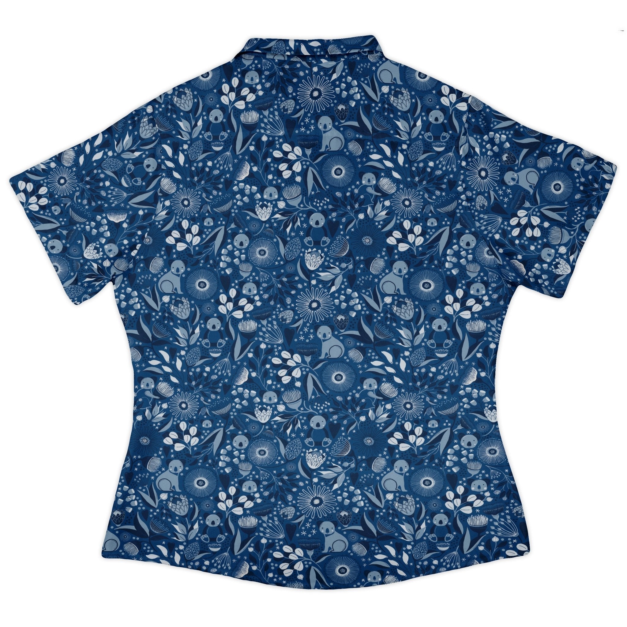 Koala Floral Curvy Button Up Shirt Geek Nerd animal patterns botany print Design by Zirkus Design
