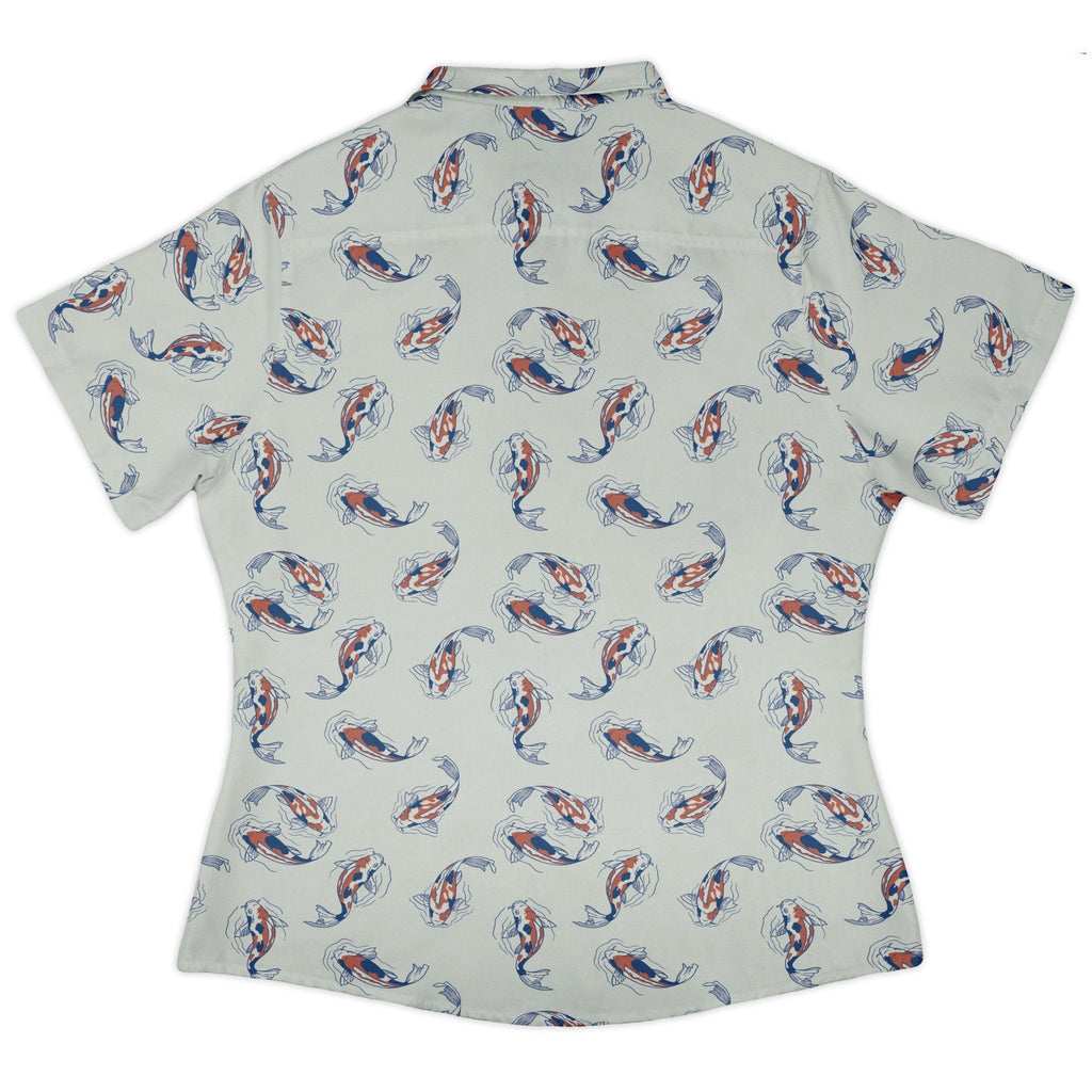Koi Lake Curvy Button Up Shirt Geek Nerd 0925 All Adult Button Up Shirts Animal Patterns