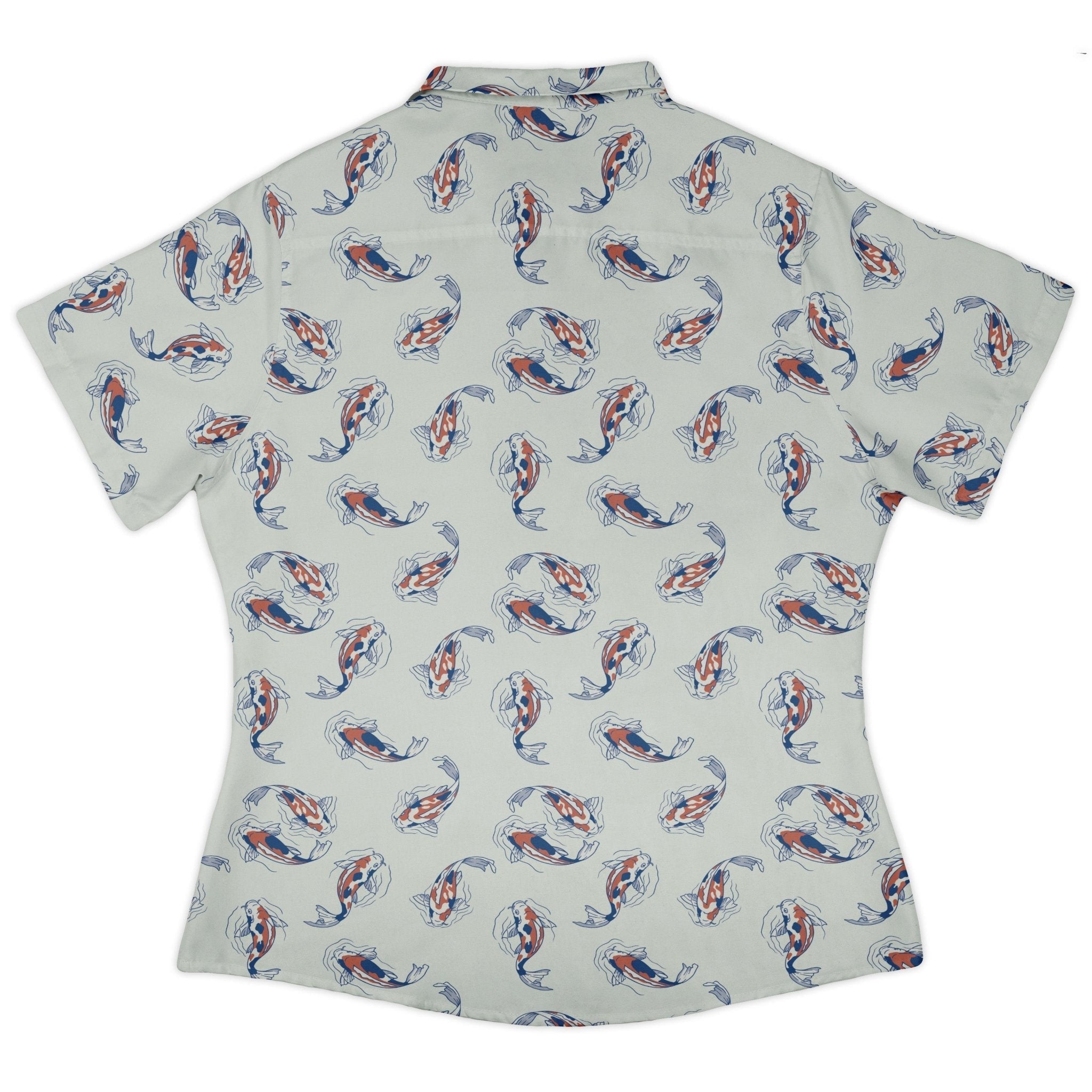 Koi Lake Curvy Button Up Shirt Geek Nerd 0925 All Adult Button Up Shirts Animal Patterns