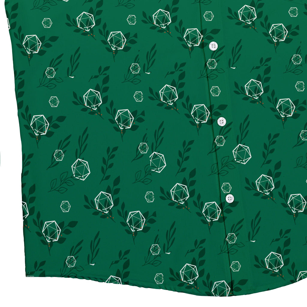 Leafy Green Dice Button Up Shirt - adult sizing - Botany Print - Design by Heather Davenport