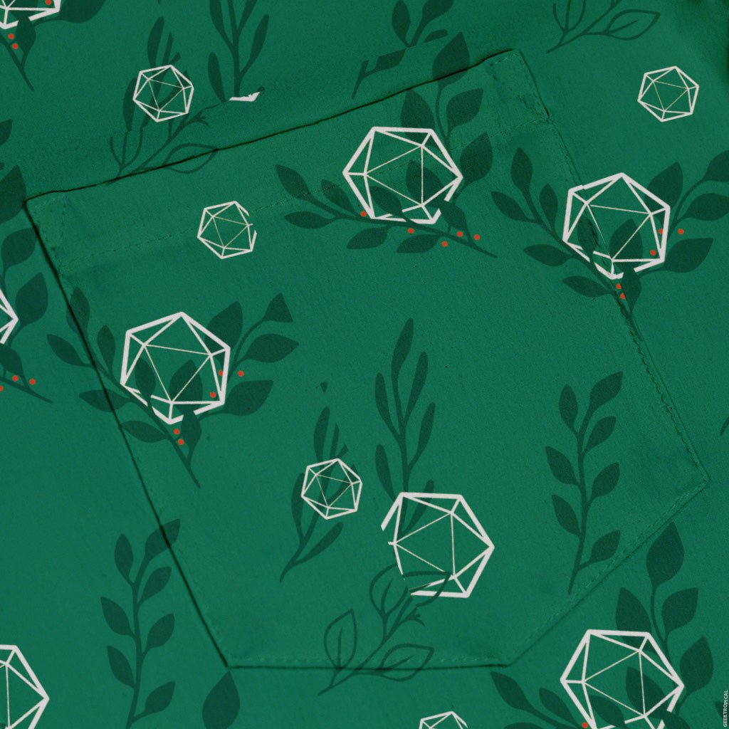 Leafy Green Dice Button Up Shirt - adult sizing - Botany Print - Design by Heather Davenport