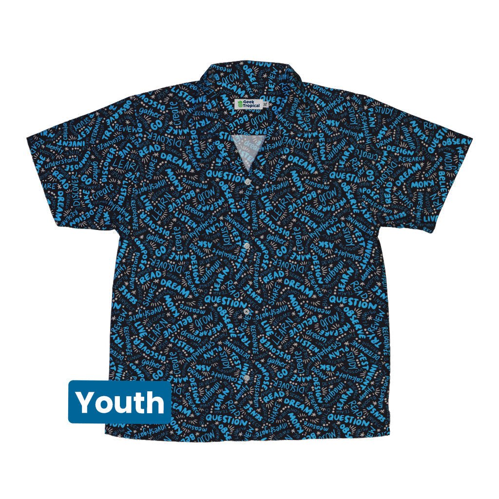 Learner Affirmations Youth Hawaiian Shirt Geek Nerd Design by Zirkus Design q225 science print