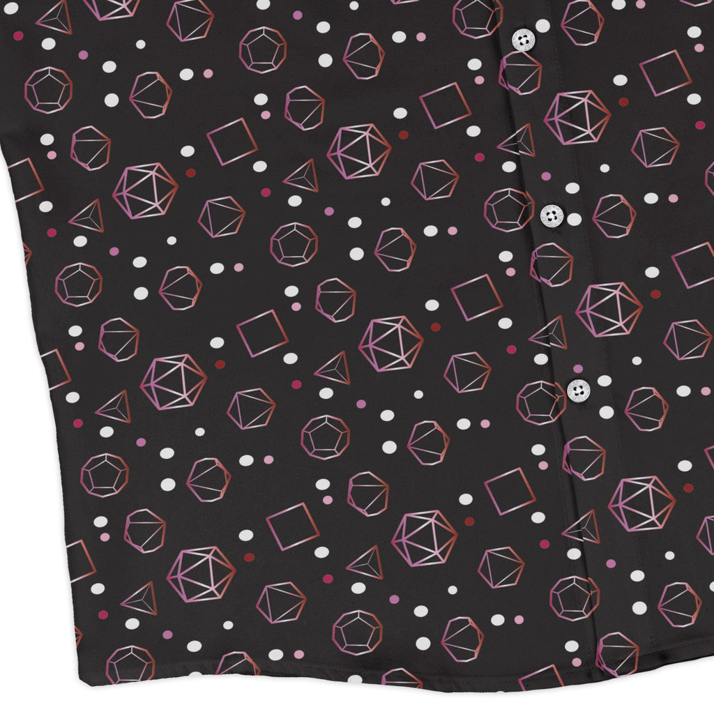 Lesbian Pride Flag DND Dice Long Sleeve Button Up Shirt Geek Nerd adult sizing Design by Heather Davenport dnd & rpg print