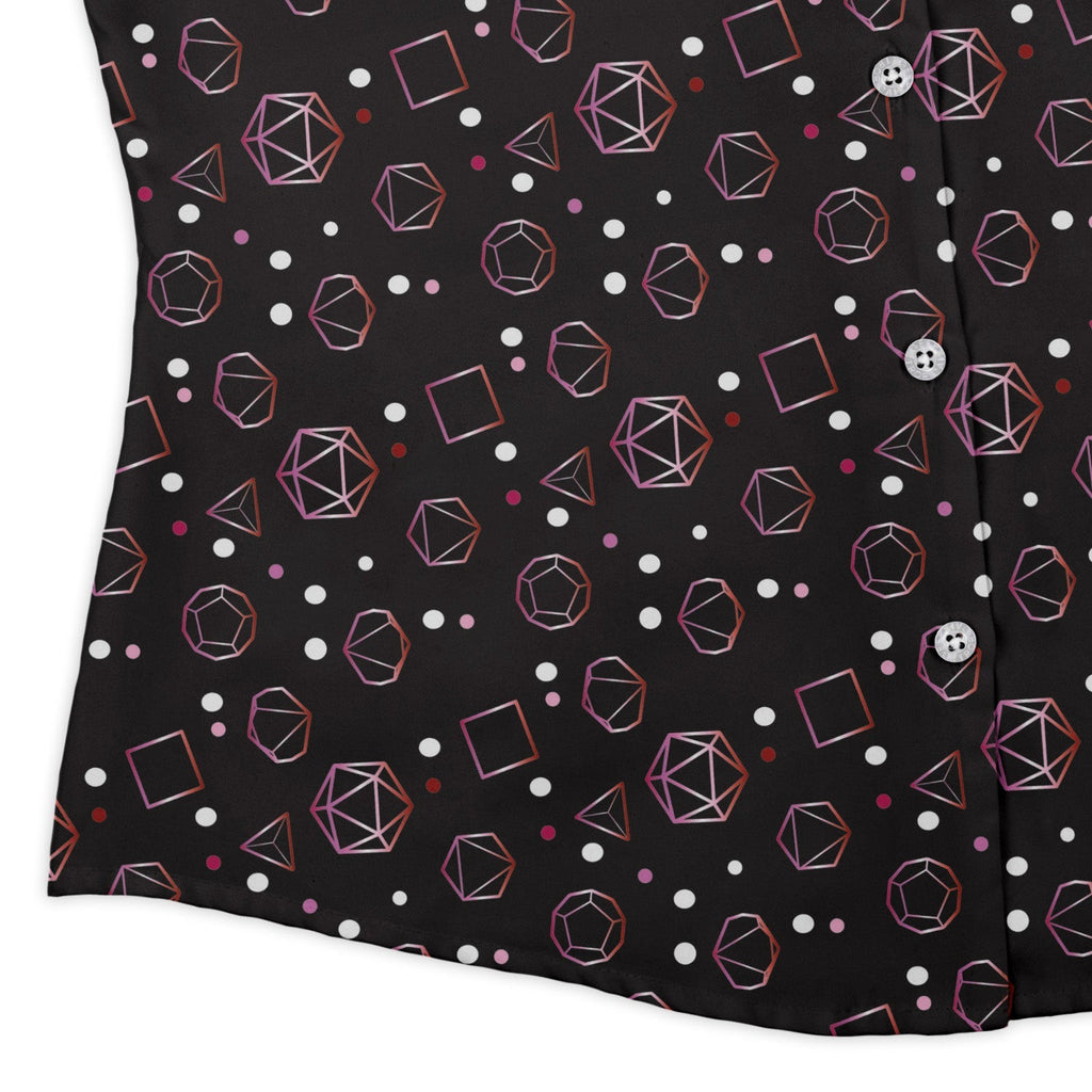 Lesbian Pride Flag DND Dice Curvy Button Up Shirt Geek Nerd Design by Heather Davenport dnd & rpg print Pride Patterns