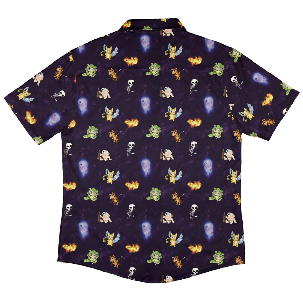 Little Monsters Button Up Shirt Geek Nerd adult sizing Designs by Nathan fantasy prints