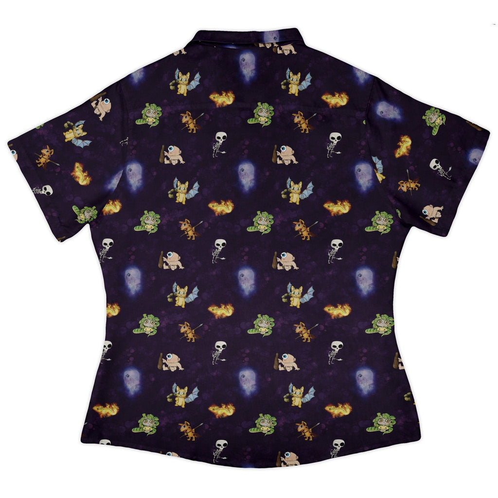Little Monsters Curvy Button Up Shirt Geek Nerd Designs by Nathan fantasy prints q225