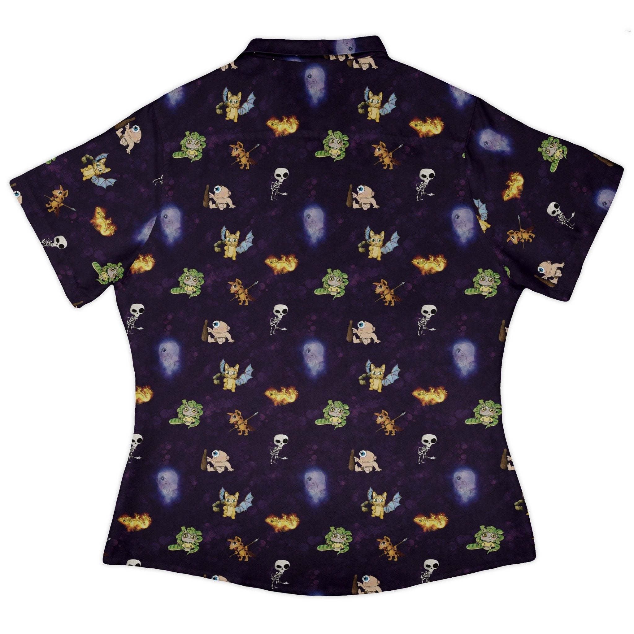 Little Monsters Curvy Button Up Shirt Geek Nerd Designs by Nathan fantasy prints q225