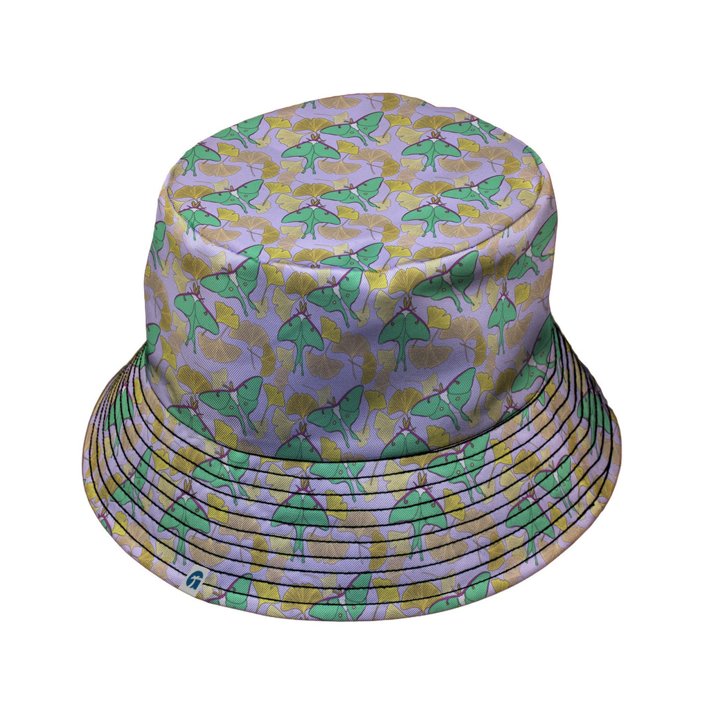 Luna Moth Gathering Bucket Hat Geek Nerd animal patterns botany print Design by Julie Kitzes