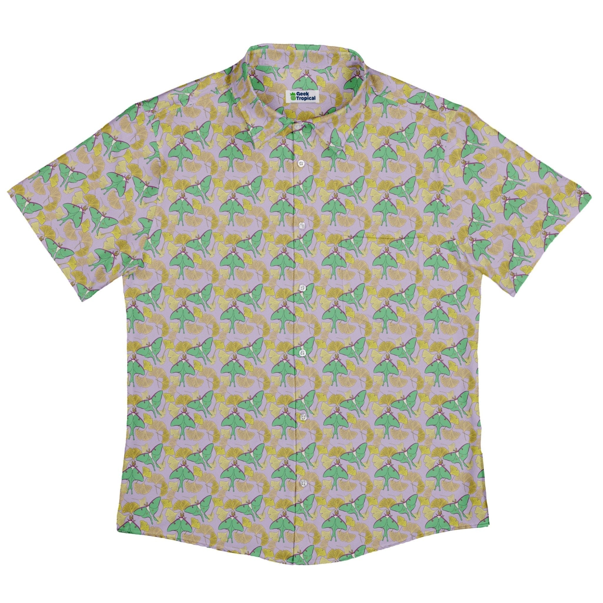 Luna Moth Gathering Button Up Shirt Geek Nerd adult sizing animal patterns botany print