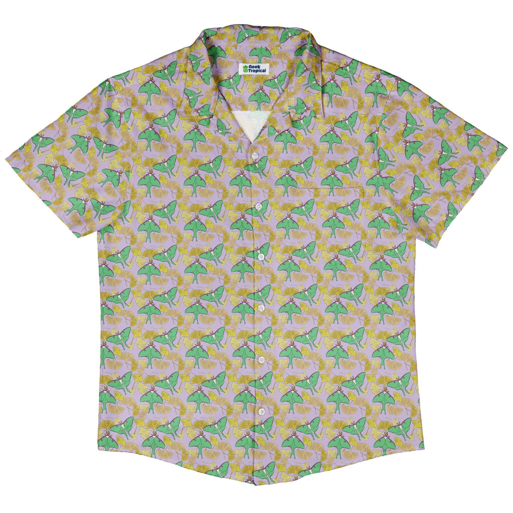 Luna Moth Gathering Button Up Shirt Geek Nerd adult sizing animal patterns botany print