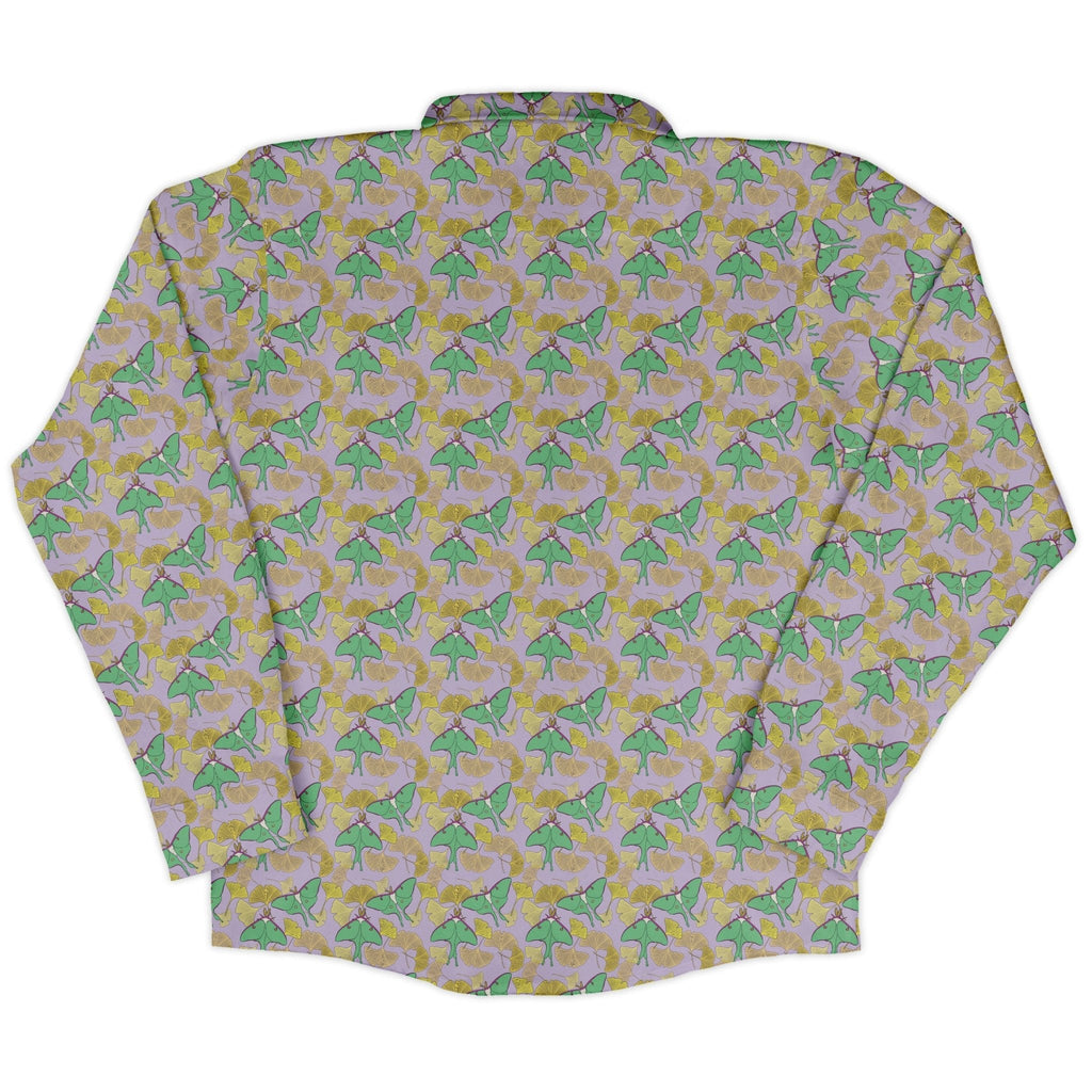 Luna Moth Gathering Long Sleeve Button Up Shirt Geek Nerd adult sizing animal patterns botany print