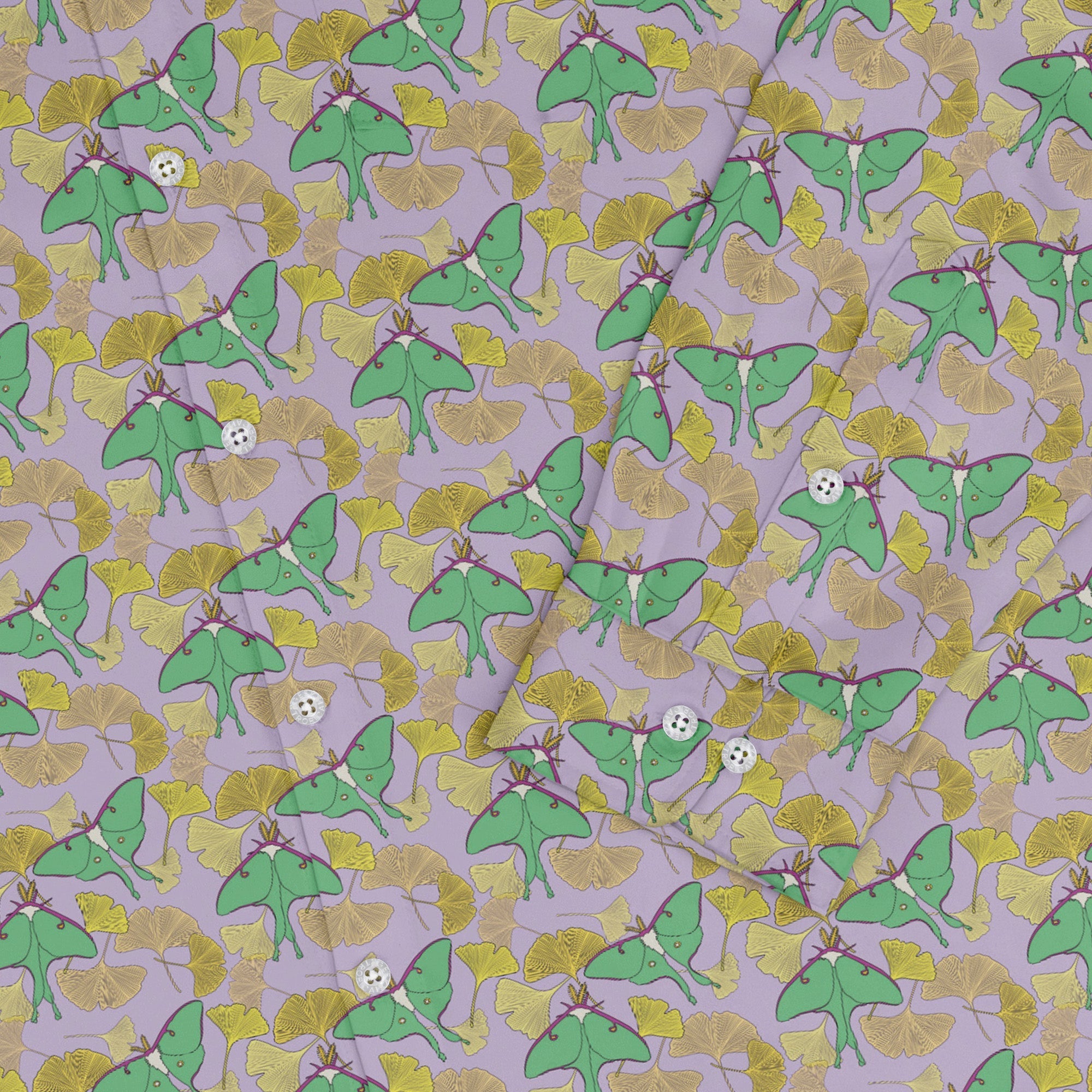 Luna Moth Gathering Long Sleeve Button Up Shirt Geek Nerd adult sizing animal patterns botany print