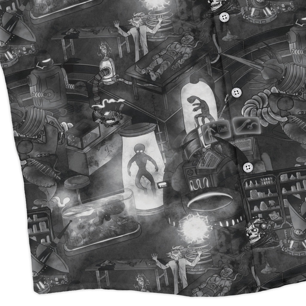 Mad Lab Midnight Long Sleeve Button Up Shirt Geek Nerd adult sizing Designs by Nathan FLOW DESC WRITING