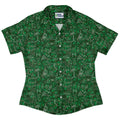 Mad Science Lab Green Curvy Button Up Shirt Geek Nerd Maximalist Patterns science print women