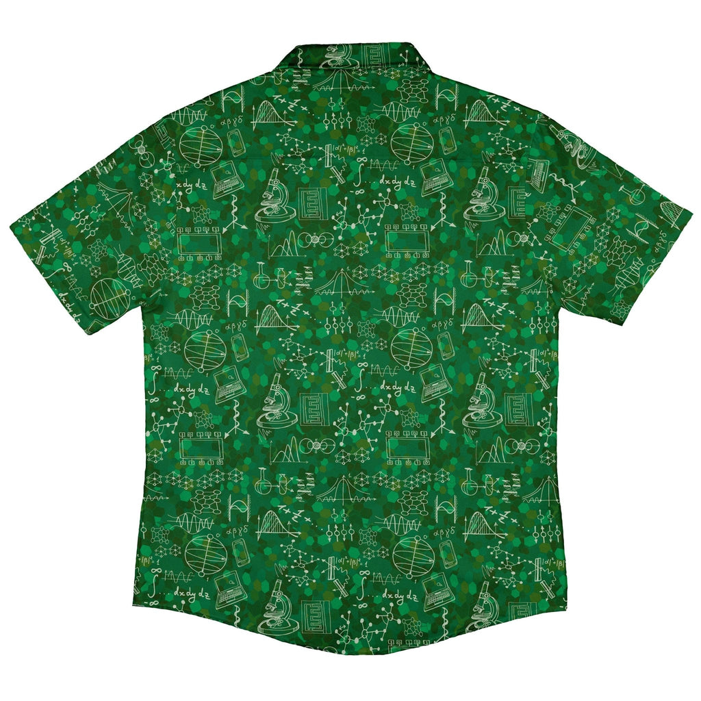 Mad Science Lab Green Button Up Shirt - adult sizing - Maximalist Patterns - science print
