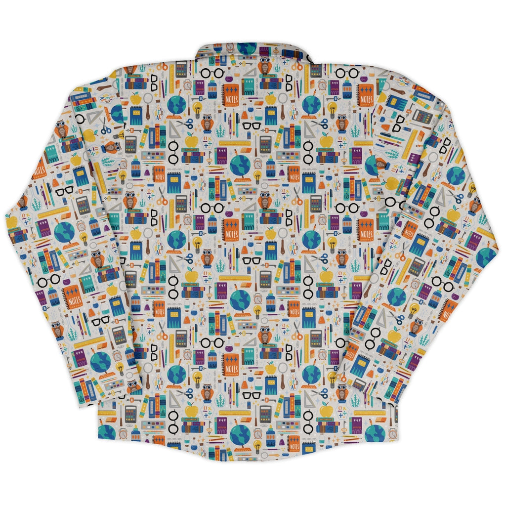 Magic Academics Long Sleeve Button Up Shirt Geek Nerd adult sizing Design by Zirkus Design FLOW DESC WRITING