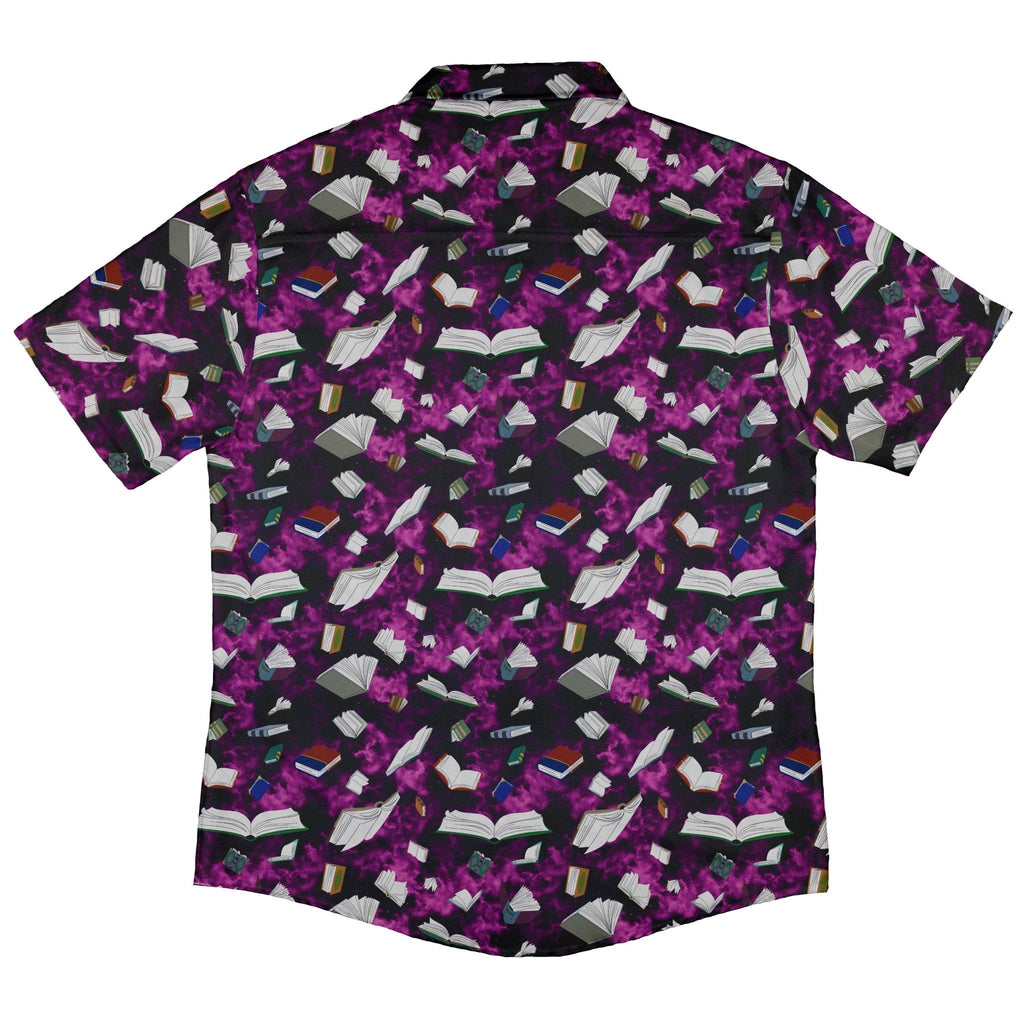 Magical Books Purple Button Up Shirt - adult sizing - Book Prints - Designs by Nathan