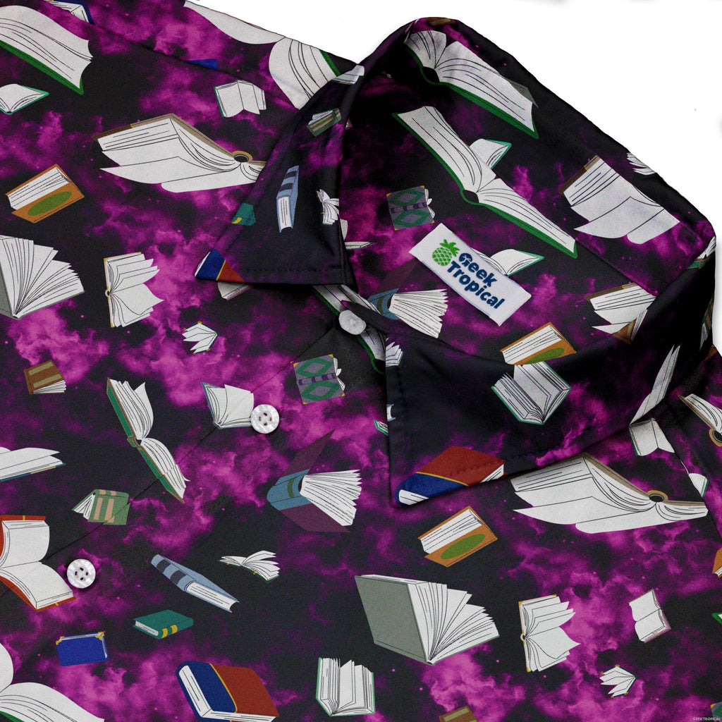 Magical Books Purple Button Up Shirt - adult sizing - Book Prints - Designs by Nathan
