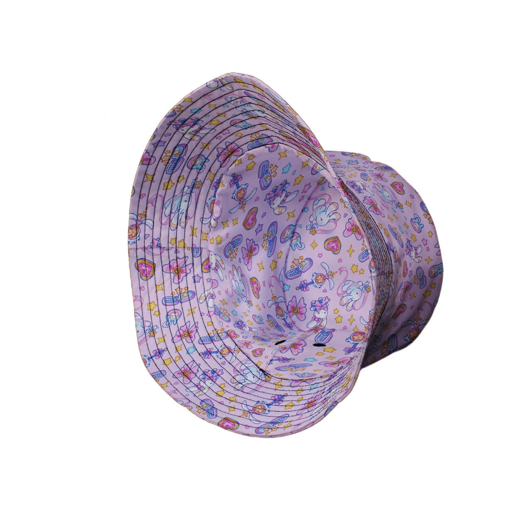 Magical Bunny Evolution Pink Bucket Hat Geek Nerd animal patterns anime Design by Ardi Tong