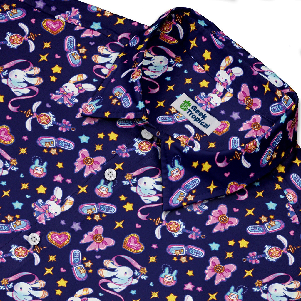 Magical Bunny Evolution Night Button Up Shirt Geek Nerd adult sizing animal patterns anime