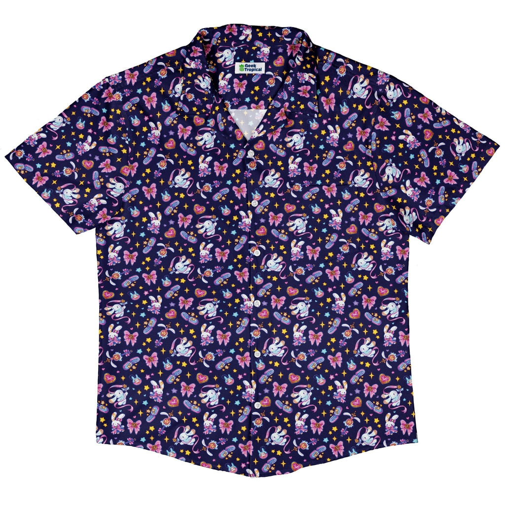 Magical Bunny Evolution Night Button Up Shirt Geek Nerd adult sizing animal patterns anime