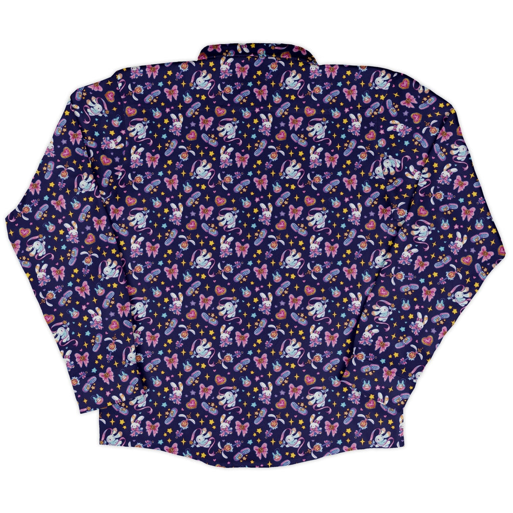 Magical Bunny Evolution Night Long Sleeve Button Up Shirt Geek Nerd adult sizing animal patterns anime