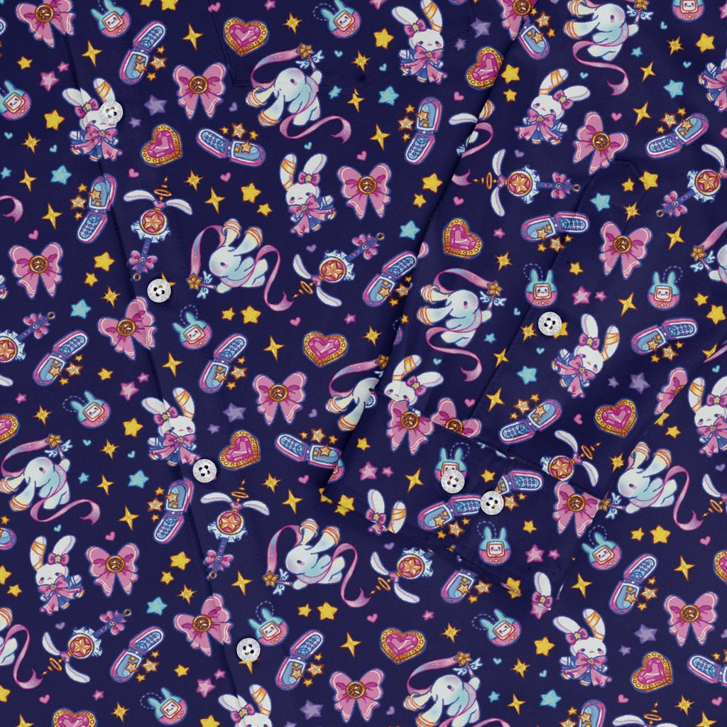 Magical Bunny Evolution Night Long Sleeve Button Up Shirt Geek Nerd adult sizing animal patterns anime