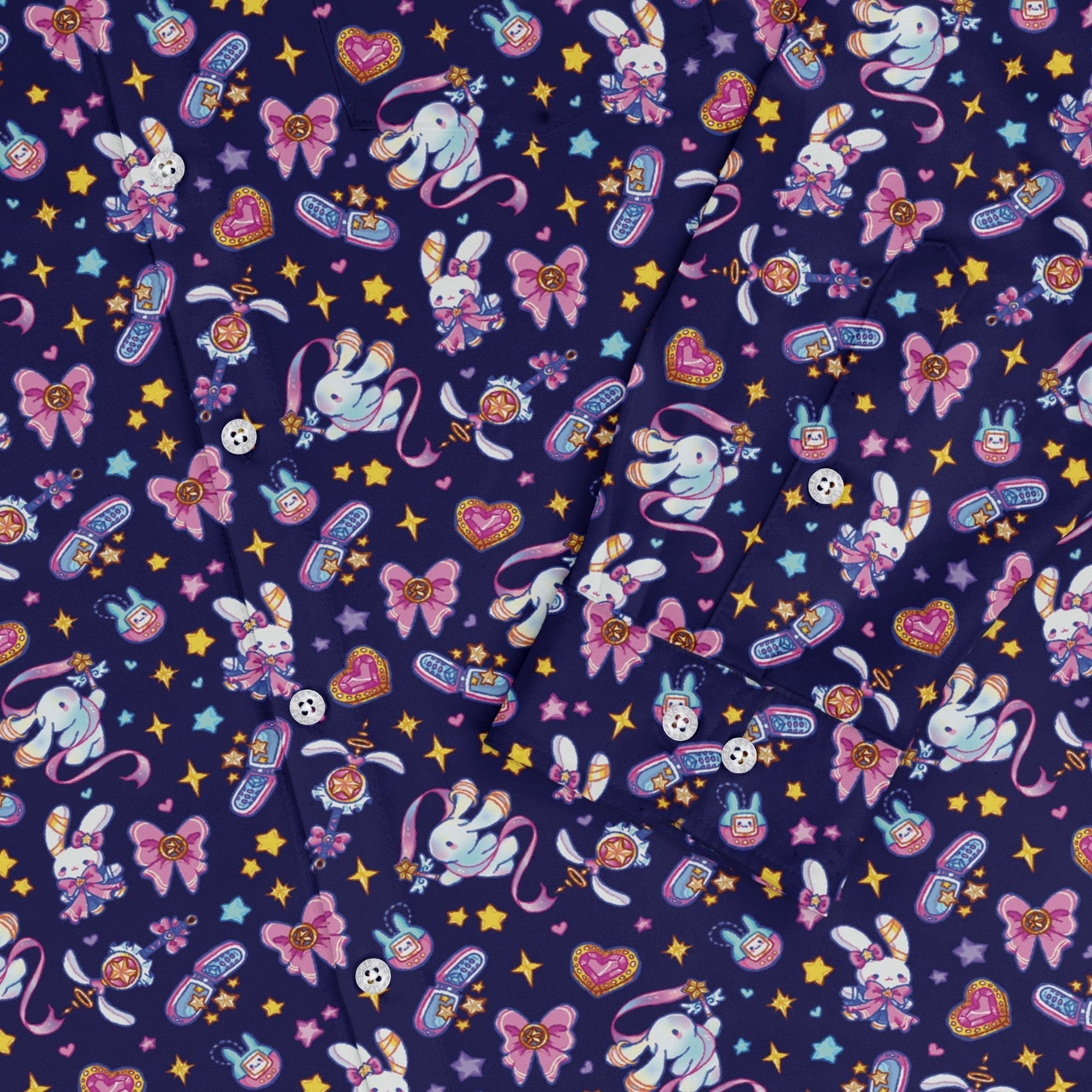Magical Bunny Evolution Night Long Sleeve Button Up Shirt Geek Nerd adult sizing animal patterns anime