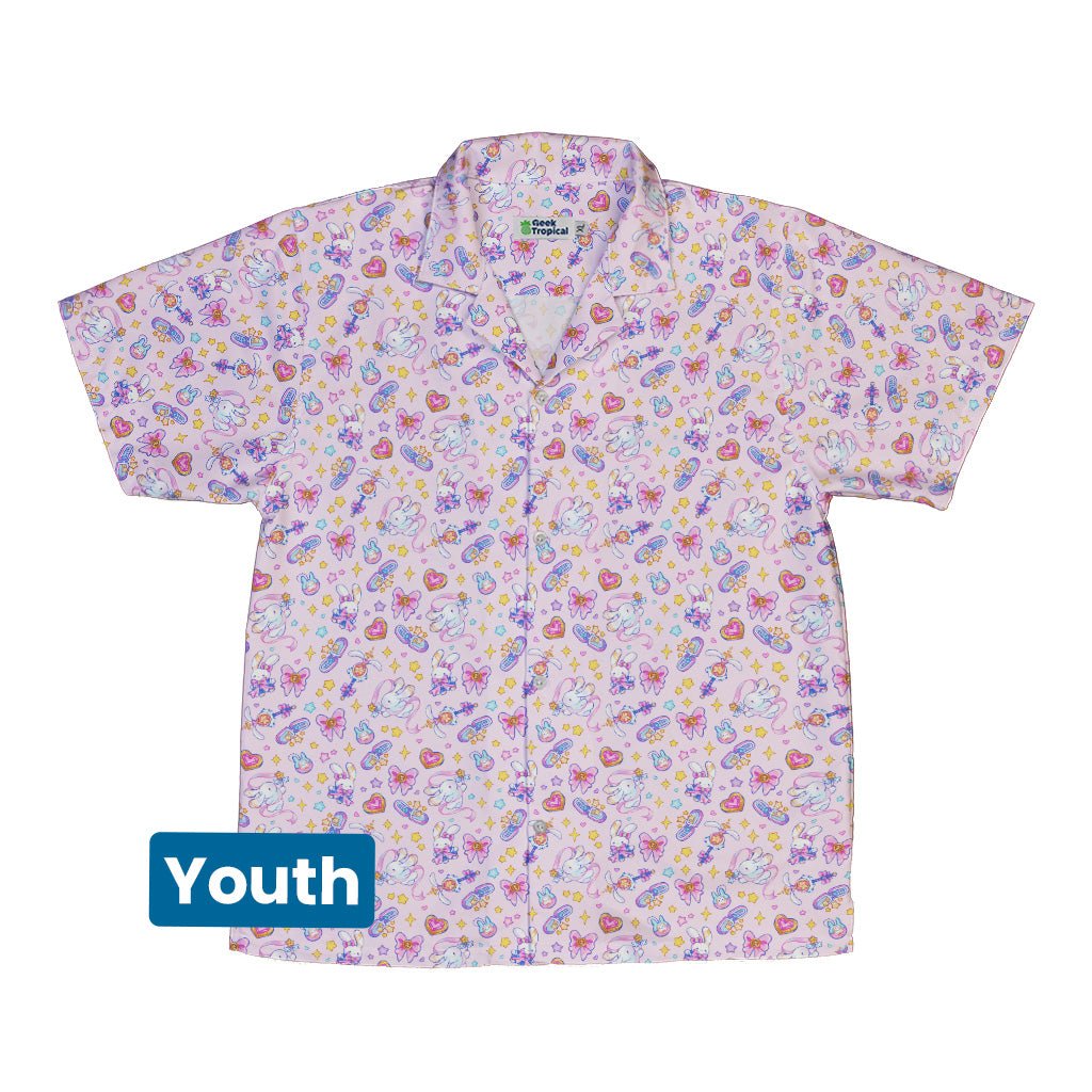 Magical Bunny Evolution Pink Youth Hawaiian Shirt Geek Nerd animal patterns anime Design by Ardi Tong
