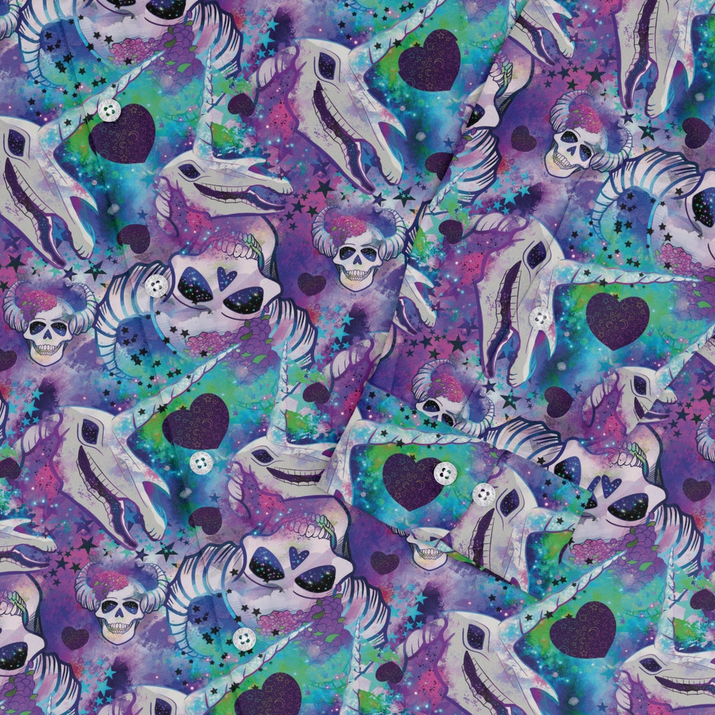 Magical Skulls Long Sleeve Button Up Shirt Geek Nerd adult sizing Designed by Rose Khan Fantasy Prints