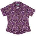 Mahjong Tiles Purple Anime Curvy Button Up Shirt Geek Nerd Anime board game print Designs by Nathan
