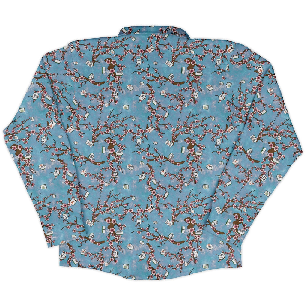 Mahjong Tiles Sunrise Anime Long Sleeve Button Up Shirt Geek Nerd adult sizing Anime board game print