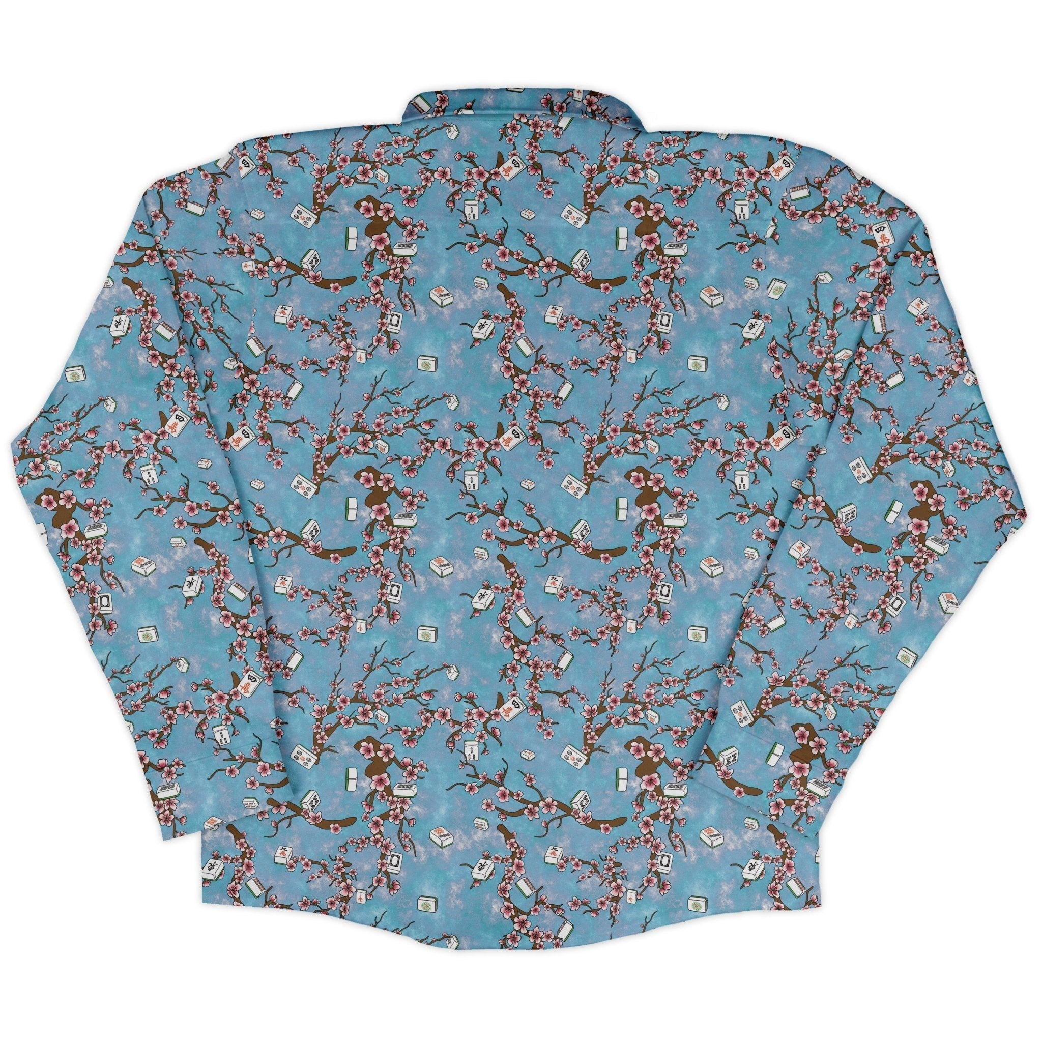 Mahjong Tiles Sunrise Anime Long Sleeve Button Up Shirt Geek Nerd adult sizing Anime board game print