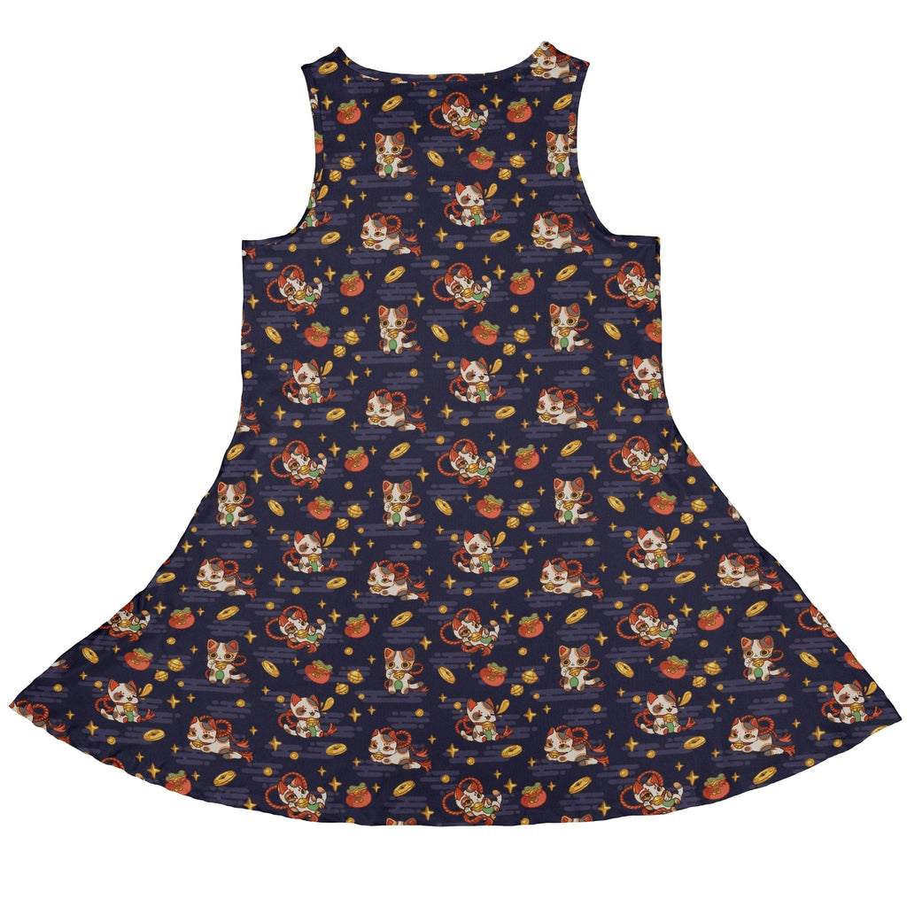 Maneki Cat Navy Dress Geek Nerd animal patterns anime Design by Ardi Tong