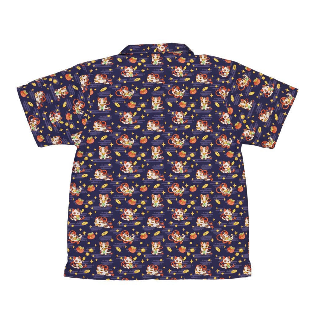 Maneki Cat Navy Youth Hawaiian Shirt Geek Nerd animal patterns anime Design by Ardi Tong