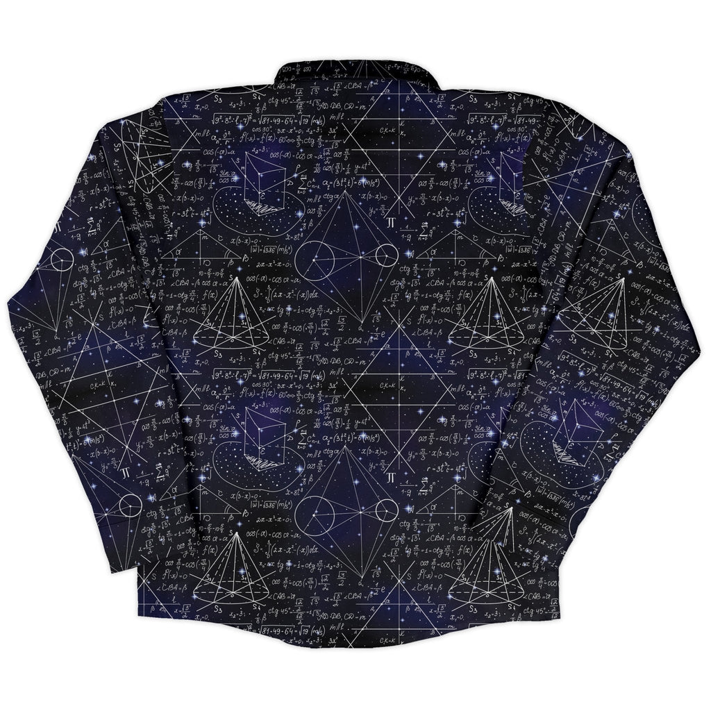 Math And Physics Space Long Sleeve Button Up Shirt Geek Nerd adult sizing FLOW DESC WRITING mathematics print