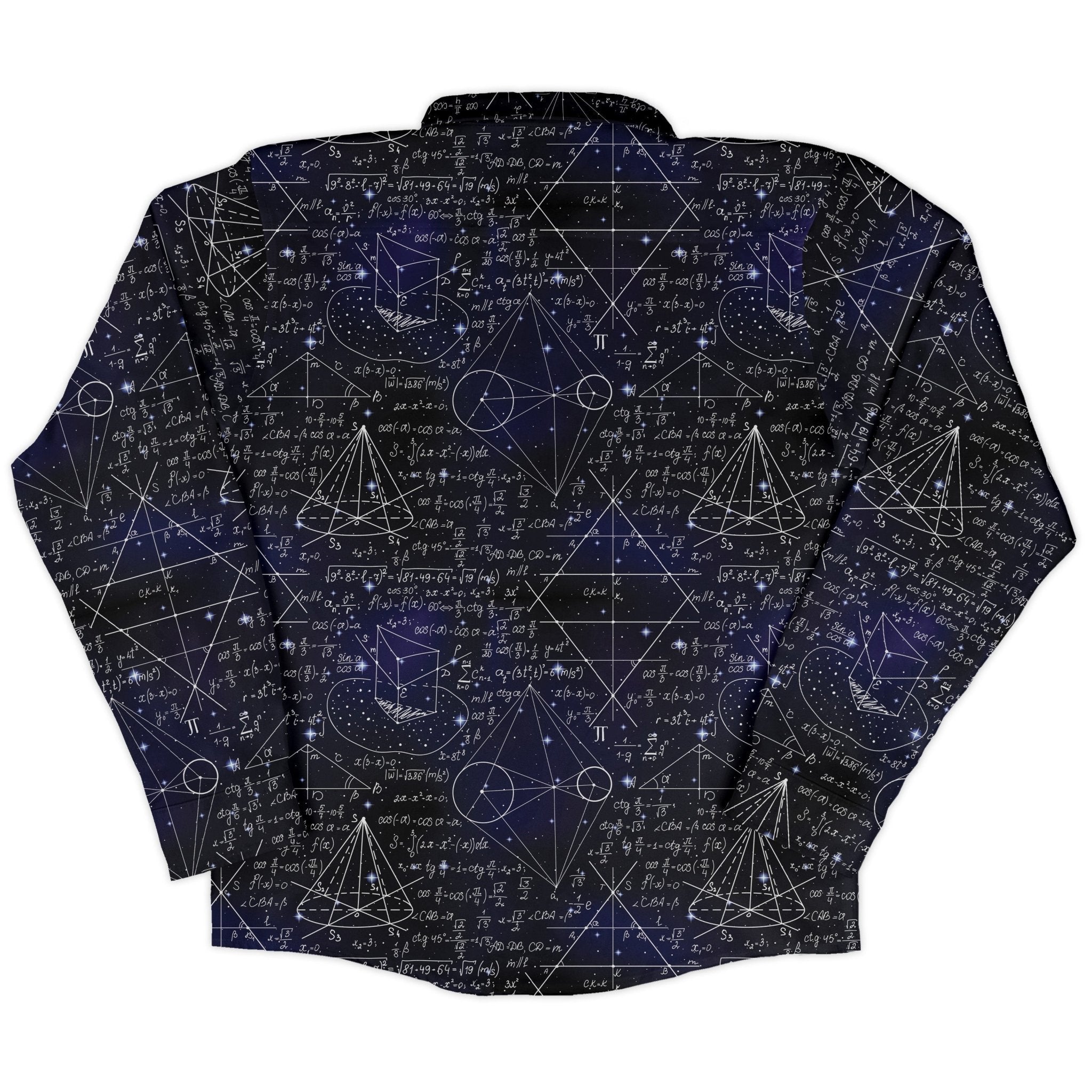 Math And Physics Space Long Sleeve Button Up Shirt Geek Nerd adult sizing FLOW DESC WRITING mathematics print