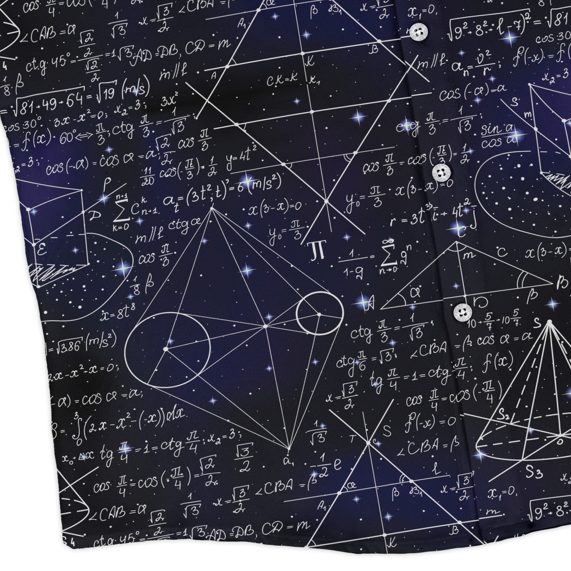 Math And Physics Space Long Sleeve Button Up Shirt Geek Nerd adult sizing FLOW DESC WRITING mathematics print