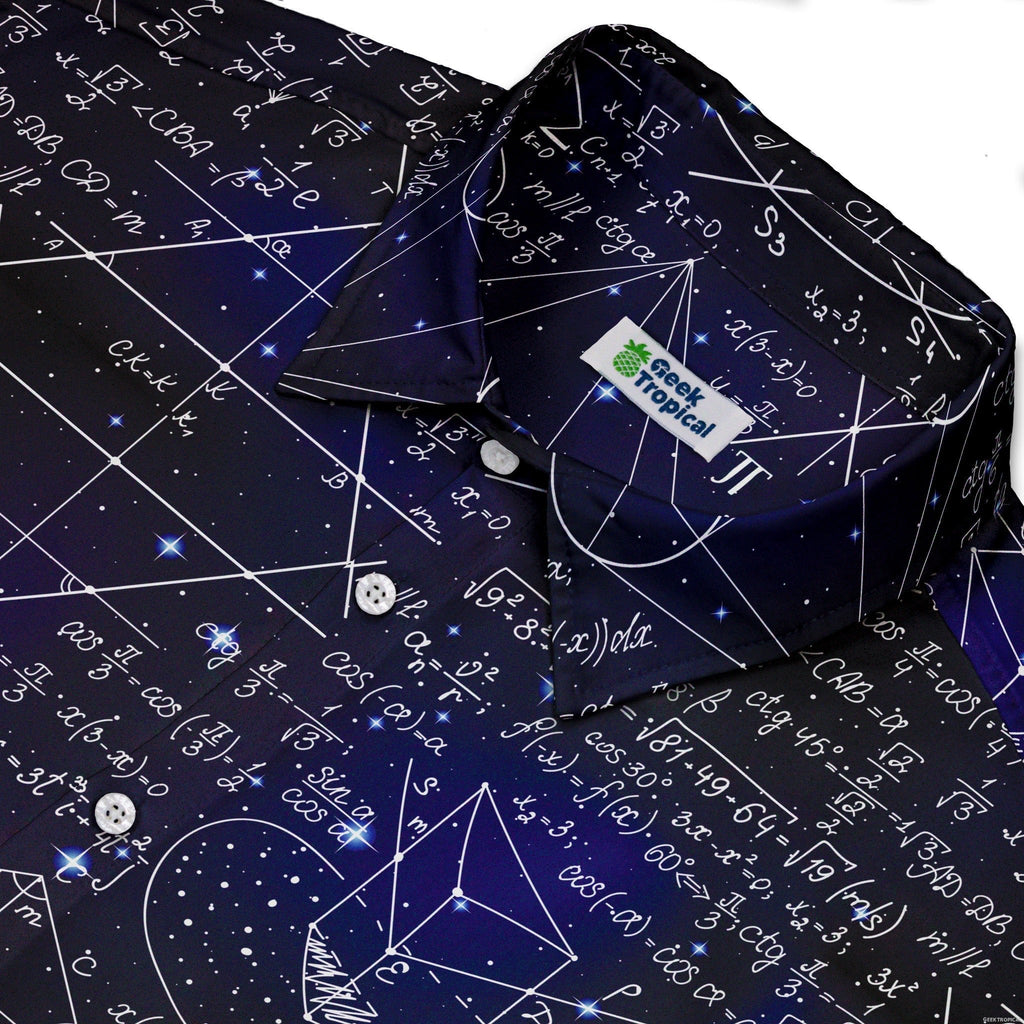 Math And Physics Space Button Up Shirt - adult sizing - mathematics print - Maximalist Patterns
