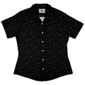 Math Symbols Black Curvy Button Up Shirt Geek Nerd mathematics print Simple Patterns women
