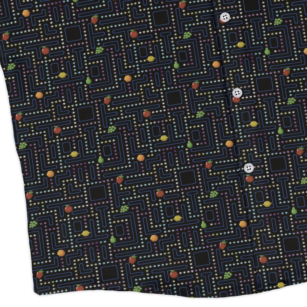 Maze Muncher Arcade Game Long Sleeve Button Up Shirt Geek Nerd adult sizing Designs by Nathan FLOW DESC WRITING