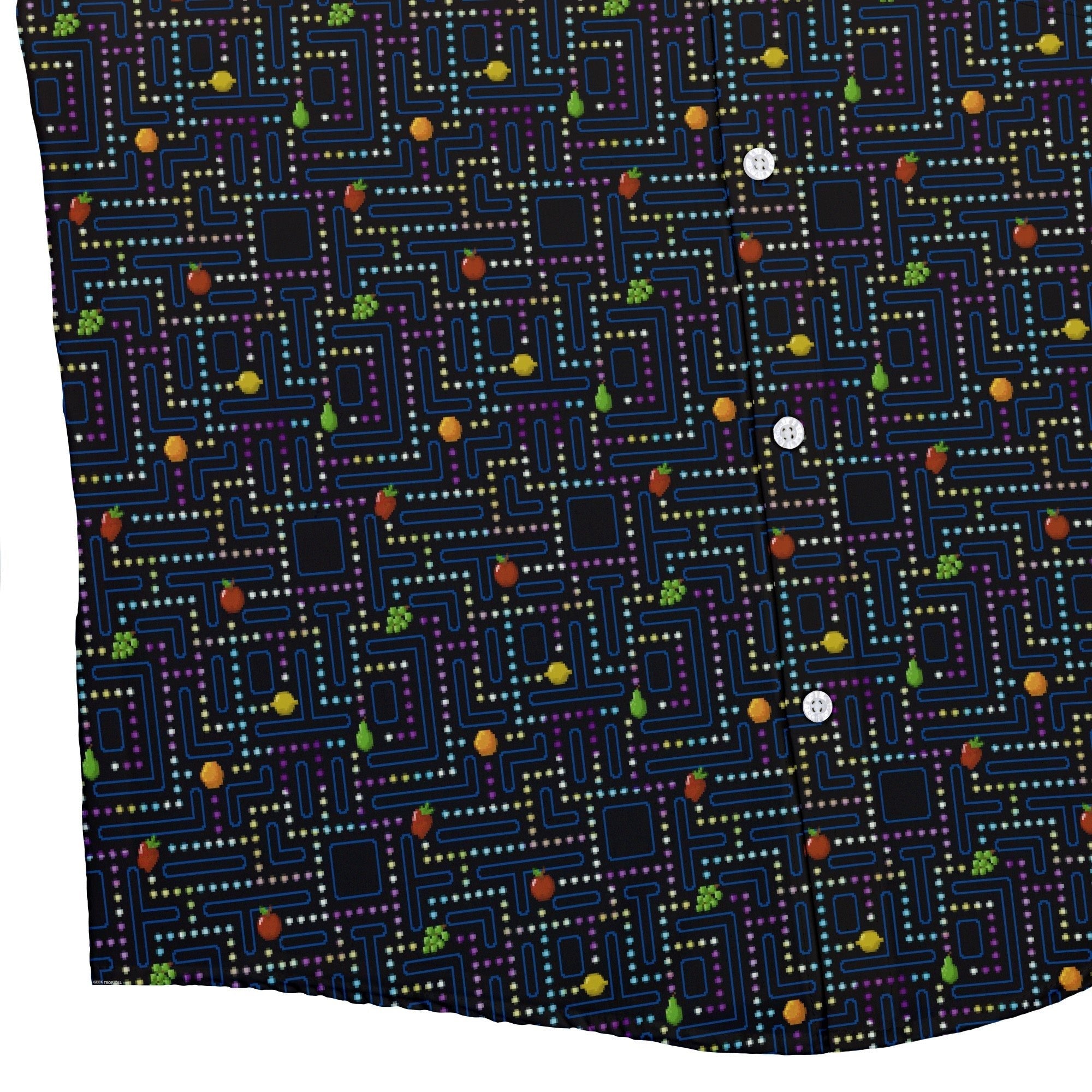 Maze Muncher Arcade Game Button Up Shirt - adult sizing - Designs by Nathan - Q3