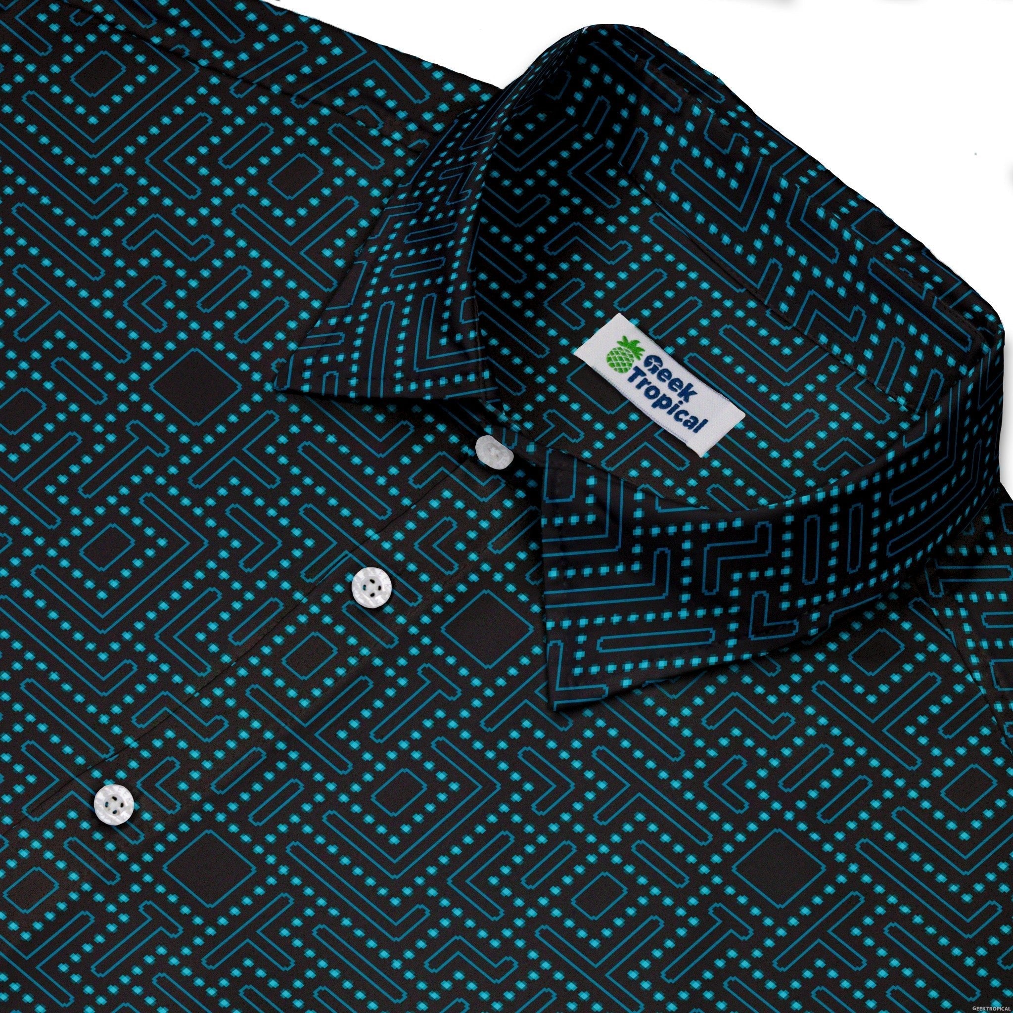 Maze Runner Neon Arcade Game Button Up Shirt - adult sizing - Designs by Nathan - Q3