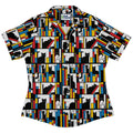 Mondrian Cat Library Curvy Button Up Shirt Geek Nerd Animal Patterns Book Prints Design by Tobe Fonseca