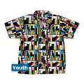 Mondrian Cat Library Youth Hawaiian Shirt - Animal Patterns - Book Prints - Design by Tobe Fonseca
