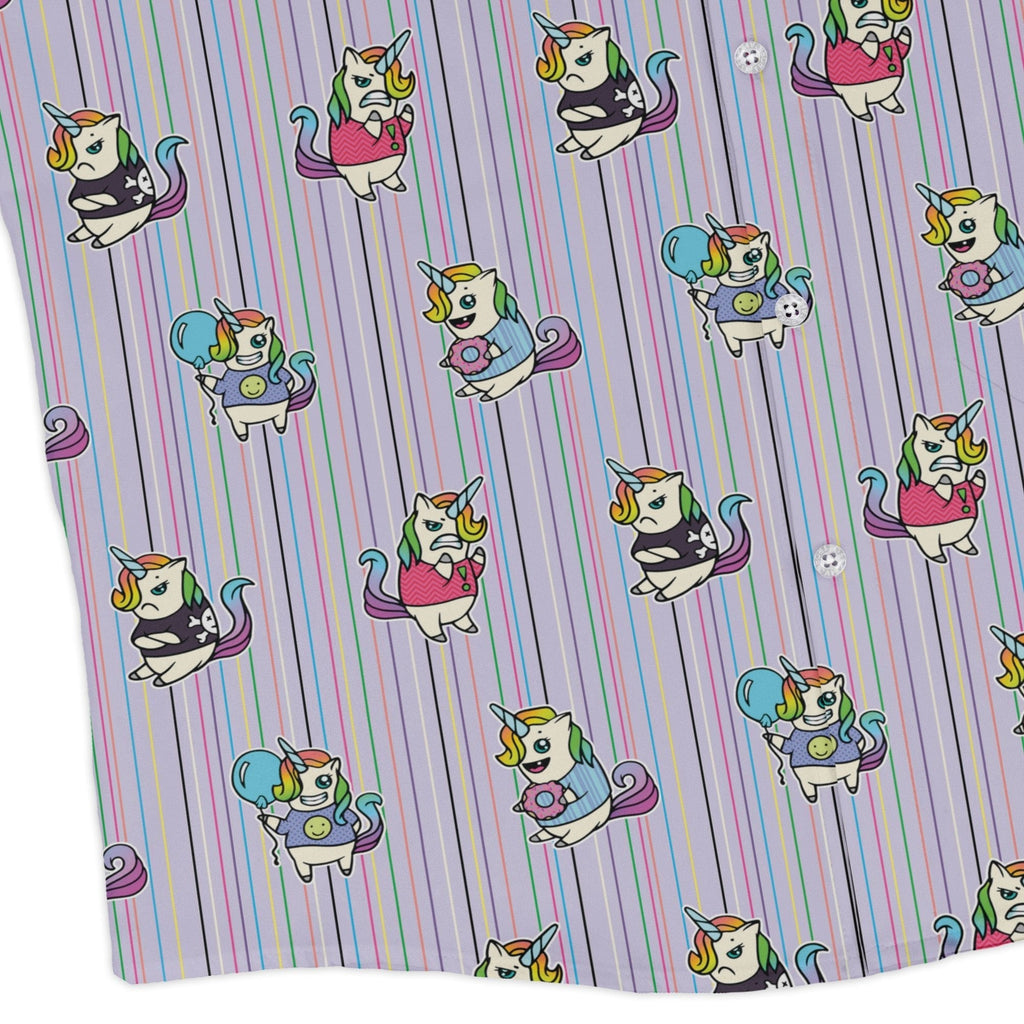 Moodicorn Rainbow Stripes Long Sleeve Button Up Shirt Geek Nerd adult sizing Design By Brigid Ashwood Fantasy Prints
