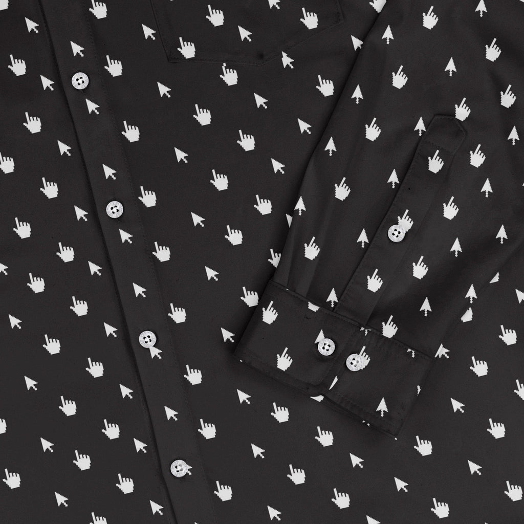 Mouse Pointers Cursor Long Sleeve Button Up Shirt Geek Nerd adult sizing computer print Design by Heather Davenport