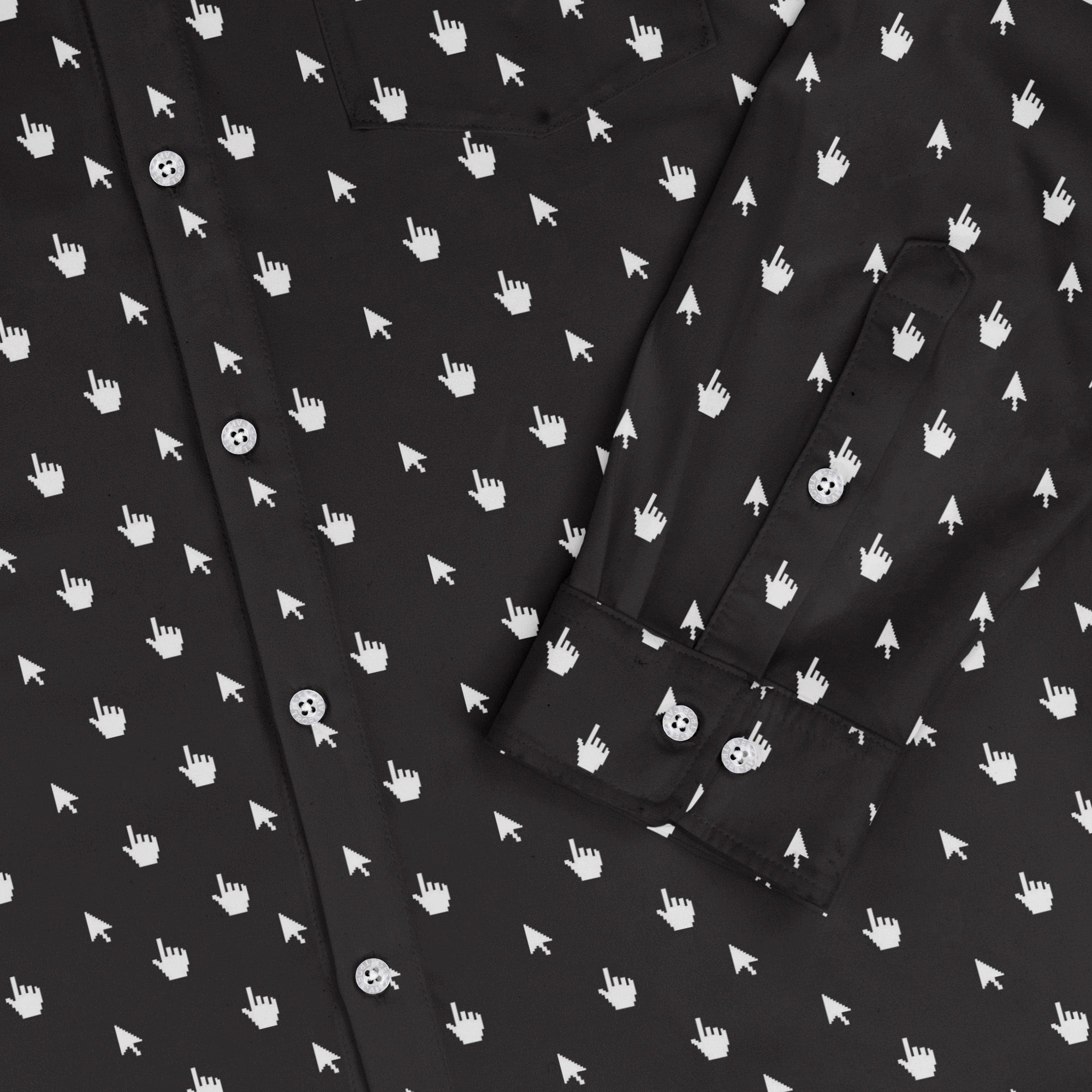 Mouse Pointers Cursor Long Sleeve Button Up Shirt Geek Nerd adult sizing computer print Design by Heather Davenport