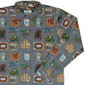 Murder Mystery Board Game Long Sleeve Button Up Shirt Geek Nerd adult sizing board game print Designs by Nathan